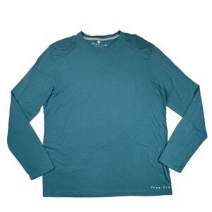Free Fly Shirt Men's M Teal Blue Long Sleeve Crew Performance Bamboo Gym Travel